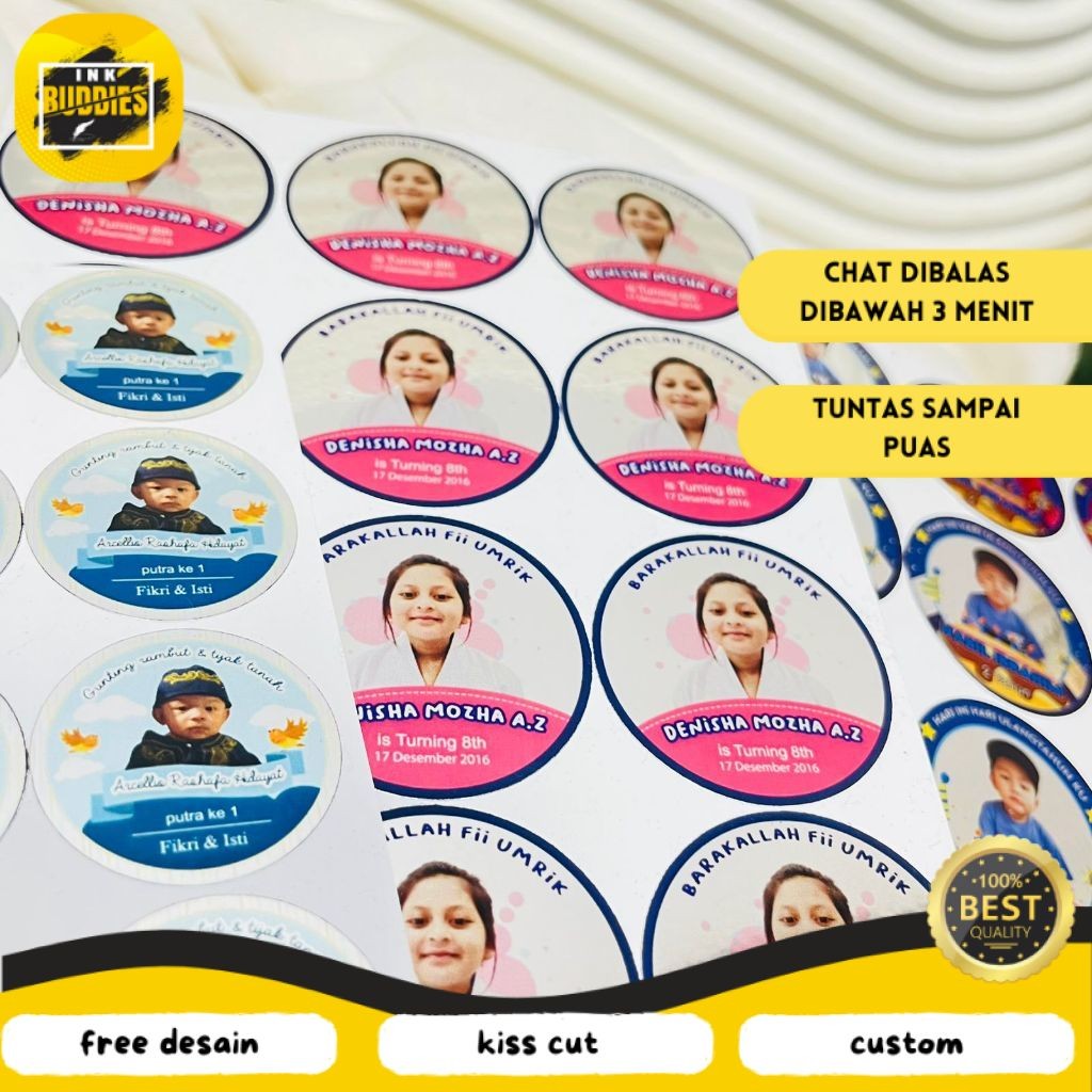 

INB 2-4 Stiker Gold/Silver Ulang Tahun Anak Bentuk Bulat Label Sticker Undangan Happy Birthday