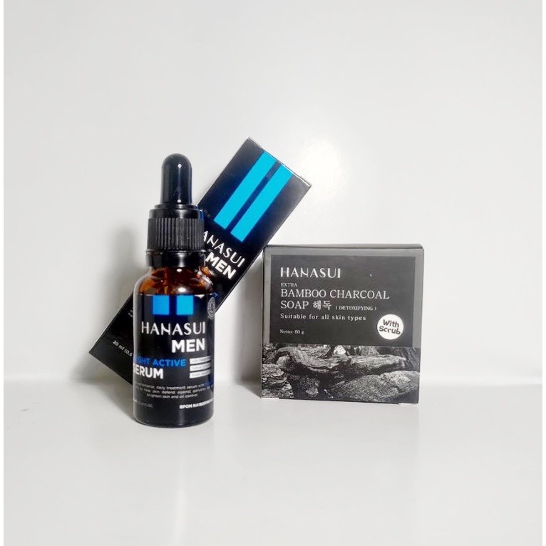 Paket Perawatan Wajah Pria, Serum Wajah Pria dan Sabun Pembersih Wajah Pria by Hanasui 2in1 Original