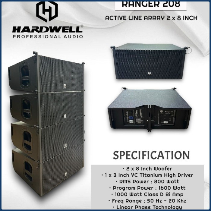 Speaker Line Array Aktif - Active Hardwell Ranger 208 - RANGER208 Panggung Konser 8 inch Original