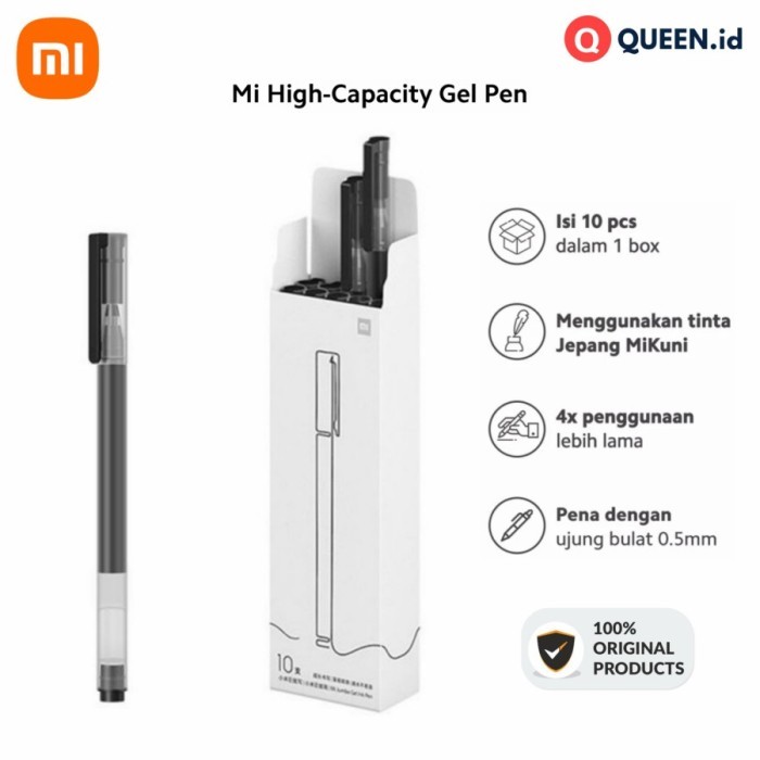 

[Promo]New Arrival Xiaomi Mi Pen Gel 0.5mm 10pcs / Pack Pulpen Mijia GEL INK isi 10pcs - BLACK