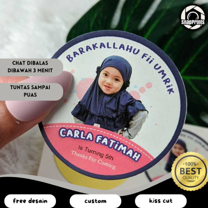 

SP 5-8 Sticker Ulang Tahun Anak Bulat Stiker Chromo Ultah Free Desain Template Happy Birthday