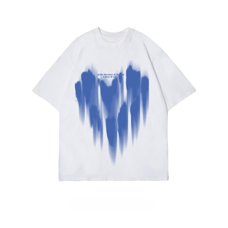 T-shirt Oversize Blue Heart baju kaos wanita korea | Kaos baju Wanita Hitam