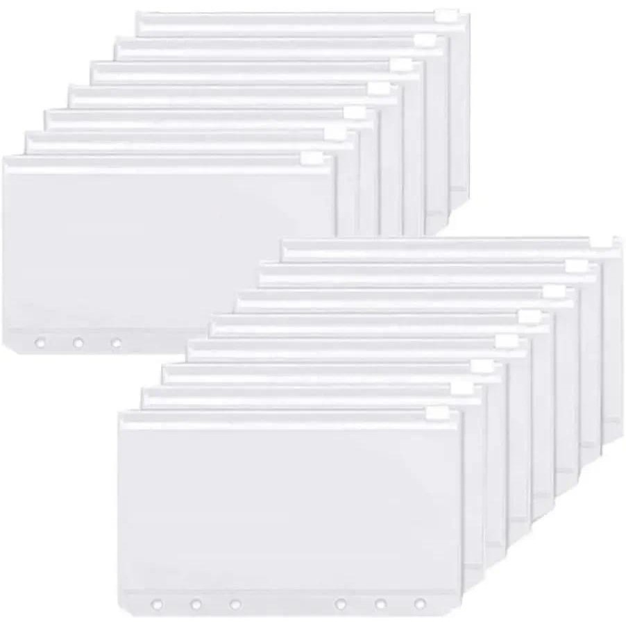 

Binder Pockets A6 6-Hole Zipper Binder Pockets Waterproof PVC Cash Budget Envelopes Loose Leaf Bag For Binder Notebook Planner