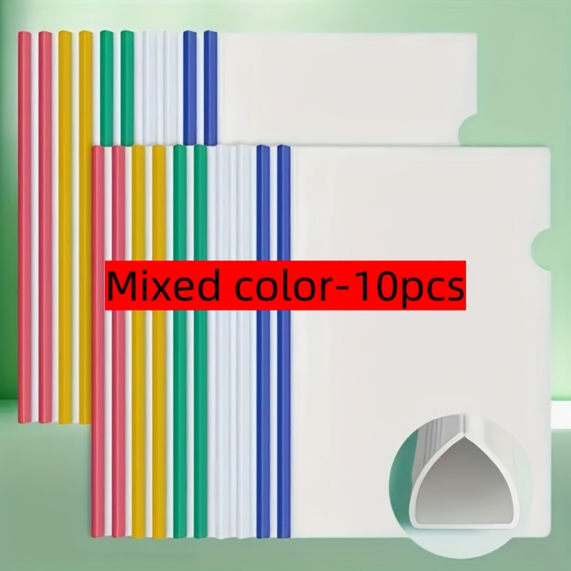 

10PCS Colorful Bar File Folders A4 Paper Organizer Binder Folders Non-Slip Locking Bar for Home School Office Random Color
