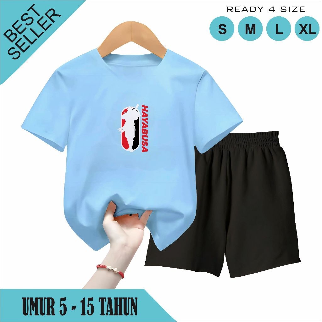 Setelan Celana Pendek Anak 5-15 Tahun Motif Hayabusa