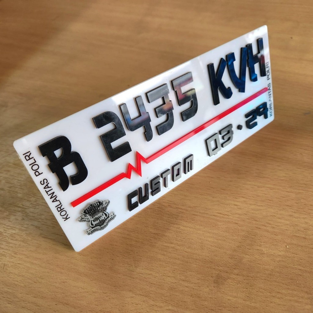 BUAT PLAT NOMOR MOTOR AKRILIK ANGKA TIMBUL PUTIH MODEL FONT JEPANG UNIVERSAL UNTUK SEMUA JENIS MOTOR