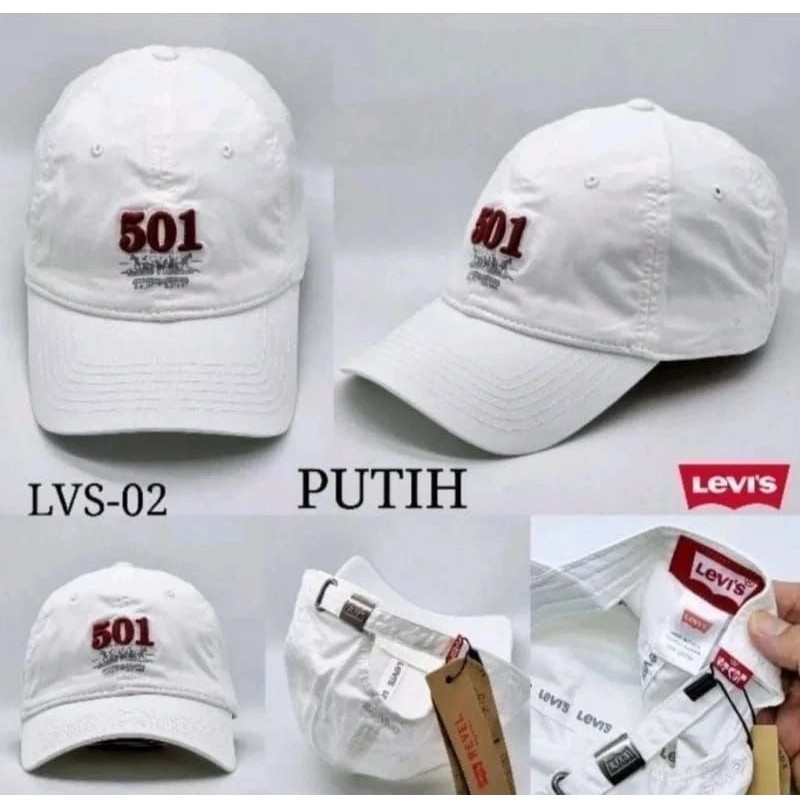 TOPI 501levis Putih  import 100% original logo bordir keren pria wanita terlaris
