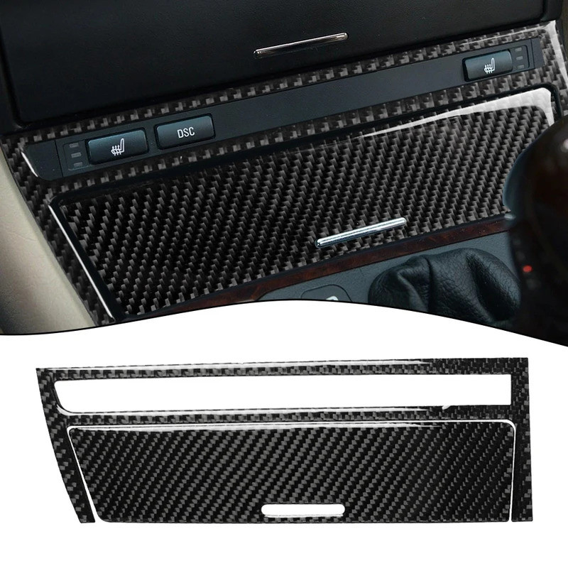 【Barang spot】2pcs Penutup Strip Tengah Interior Mobil Serat Karbon Dekorasi Trim Untuk BMW Old 3 Ser