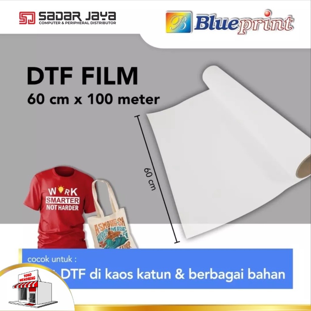 

Blueprint Kertas DTF Film Roll 60cm x 100m HotPeel Transfer PET FILM DTF