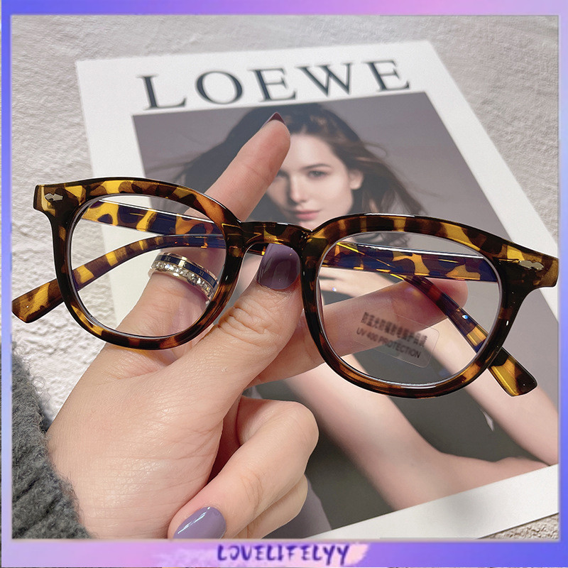 Kacamata Anti Radiasi Wanita Kacamata Minus Bingkai Gaya Retro Bingkai Bulat Kelas Atas -LOY