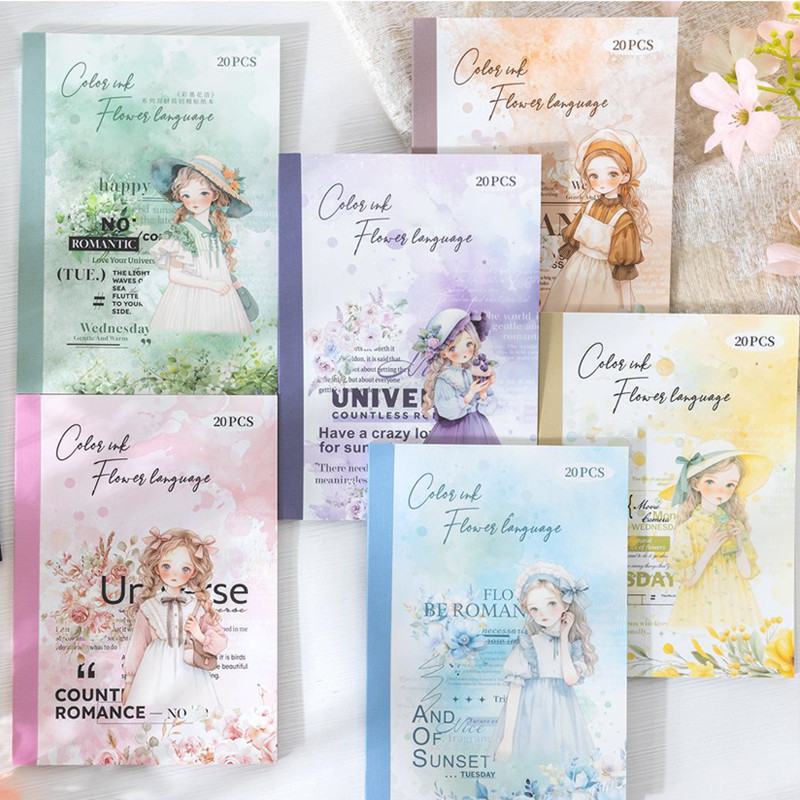 

6Style 20Pcs/bag washi+PET waterproof dual material sticker DIY handbook calendar phone case photo frame scrapbook decoration