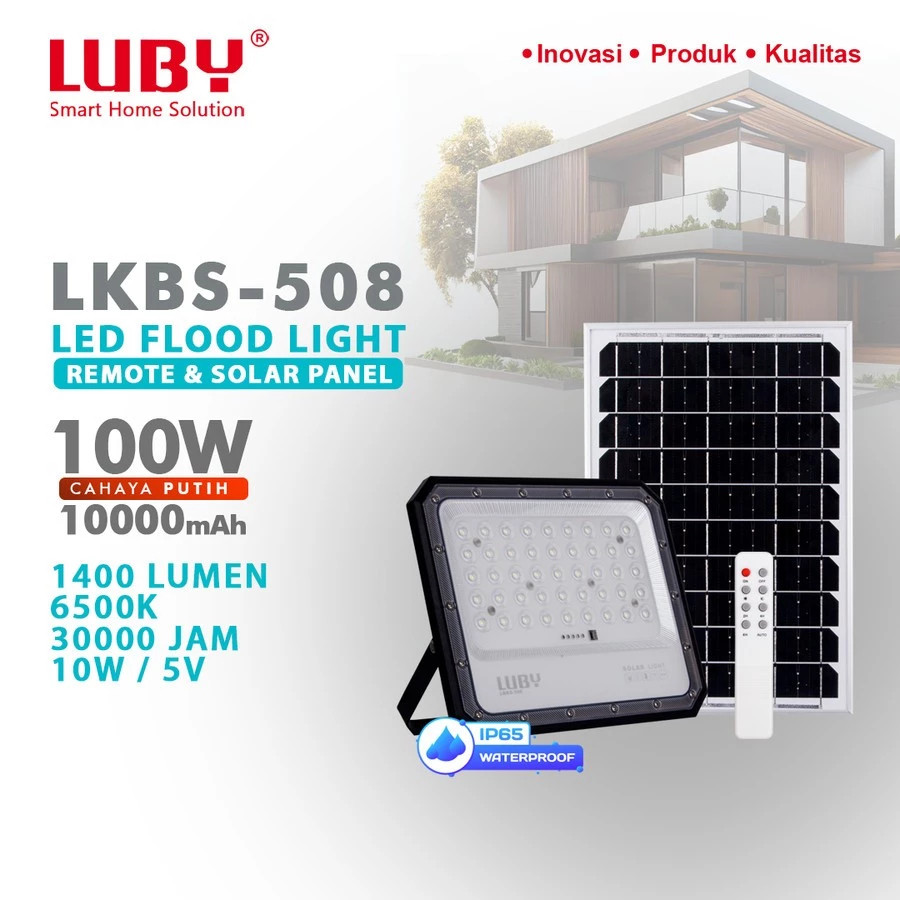 LUBY LBKS-508 100W LAMPU TEMBAK LED SOLAR LAMPU SOROT LED SOLAR LUBY LBKS508