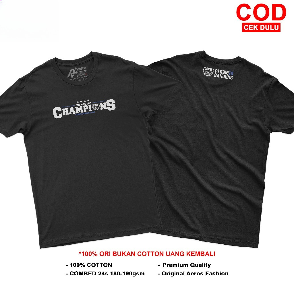 Kaos Persib Bandung 1919 Champions Tshirt Football Cotton Combed 24s Unisex