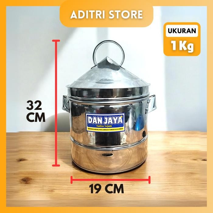 Sablukan  / Dandang Kukusan Stainless Stell Ukuran 1 KG - 3 KG Free Centong CAP DANJAYA Tebal, Kuat 