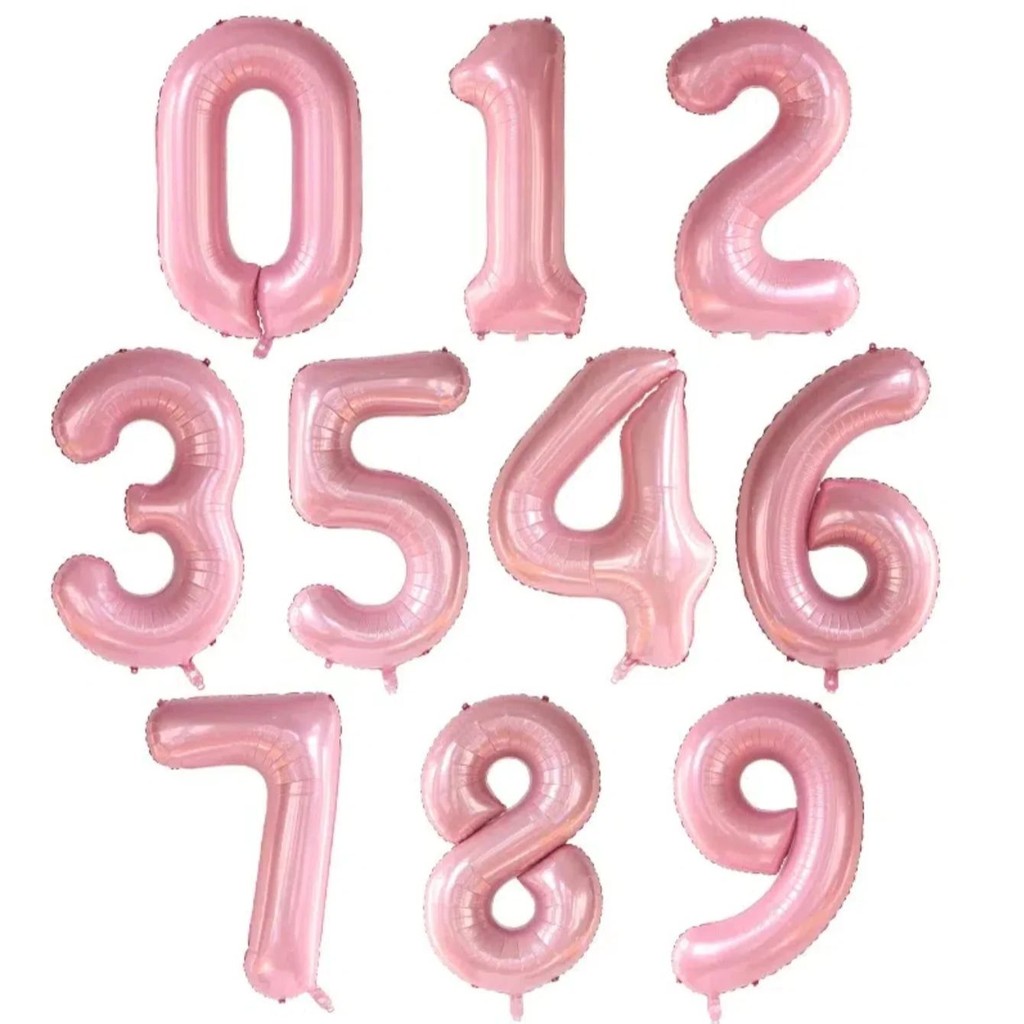 

40In Pink Number Foil Balloon 1 2 3 4 5 6 7 8 9 years Digital Globos ildren Birthday Party Decoration Baby Shower Toy Kids