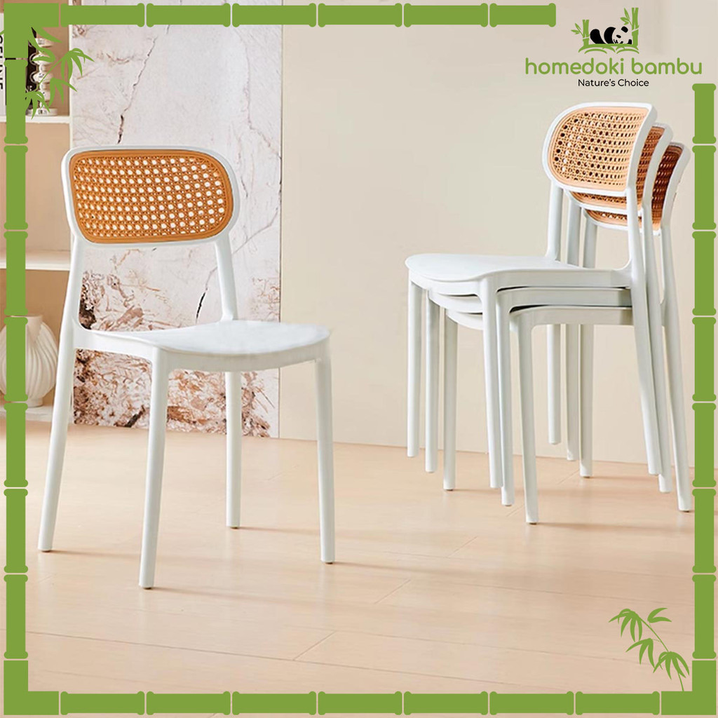 Homedoki Bambu - Kursi Plastik / Kursi Makan / Kursi Kopi / Kursi Teras / Kursi Teras Minimalis