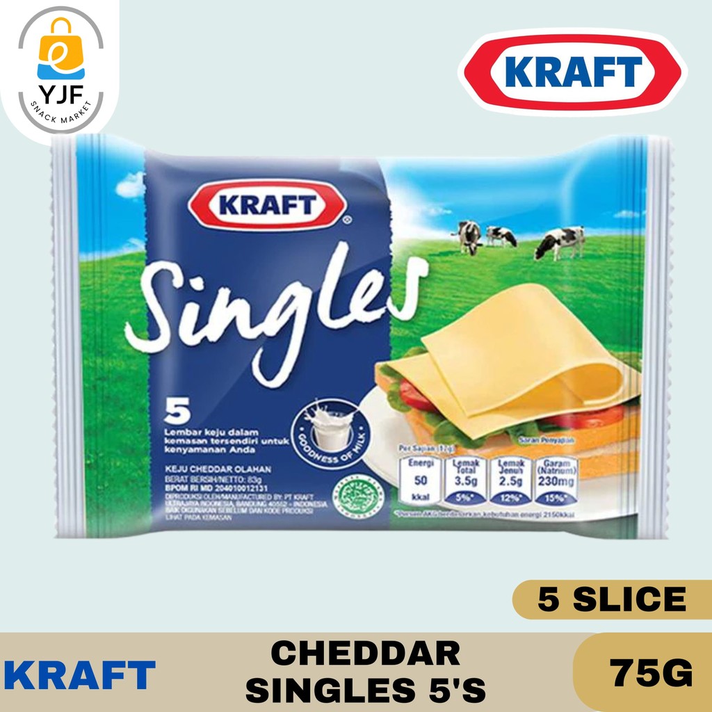 

Kraft Keju High Calcium Singles 5 Slice Untuk Burger dan Camilan 75g