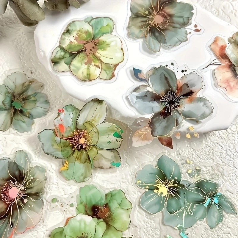 

A Pack Of 20 Sheets Of Vintage Flower Gorgeous Flower Letter Materials DIY Decoration Collage Base Scrapbook PET Stickers