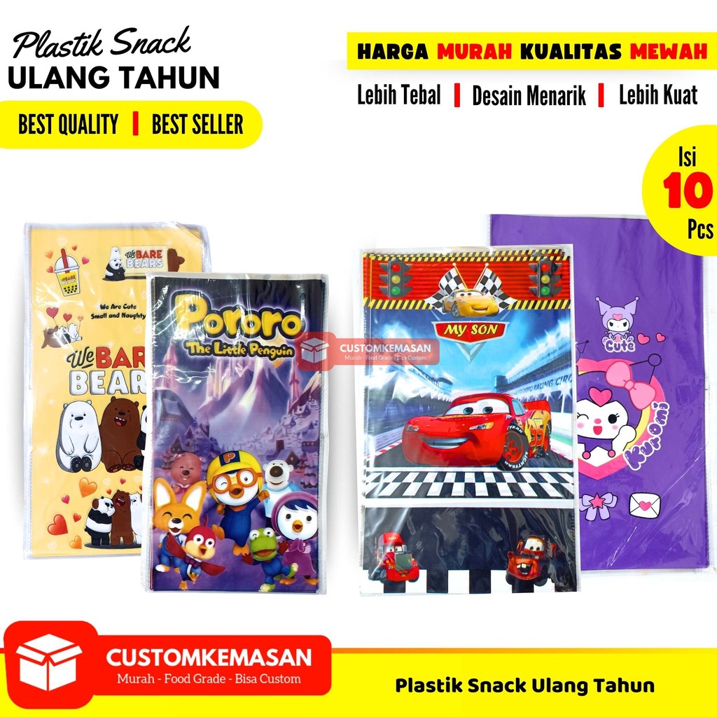 Plastik Snack Ulang tahun Isi 10 / Plastik Snack / Kemasan Snack Ulang Tahun / Plastik Snack Bergamb