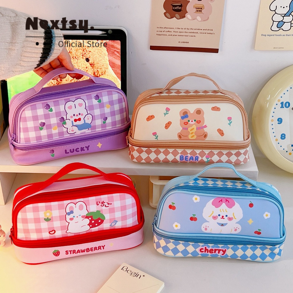 

Nextsy Tas Alat Tulis Tas Pensil Berkapasitas Besar Tas Kosmetik Dua Lapis Tas Penyimpanan