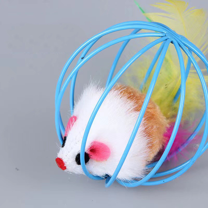 Cage mouse self-sexual cat toy plush simulated color mouse toys tease cat ball toys