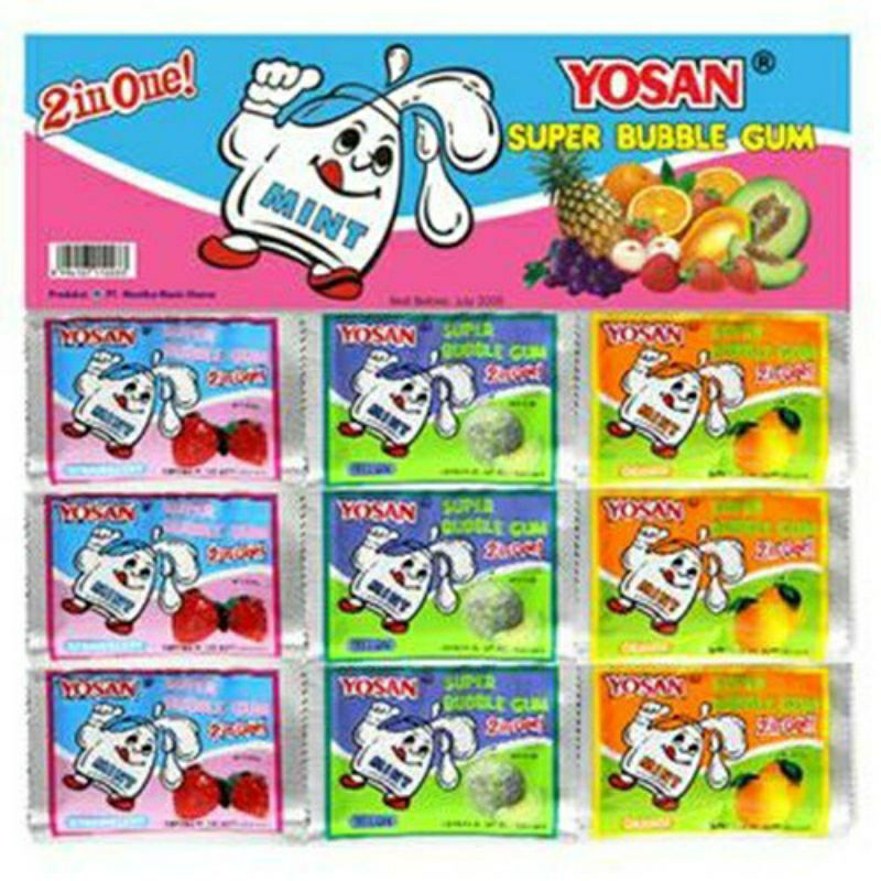 

YOSAN PERMEN KARET SUPER BUBBLE GUM 2 IN1 ISI 24