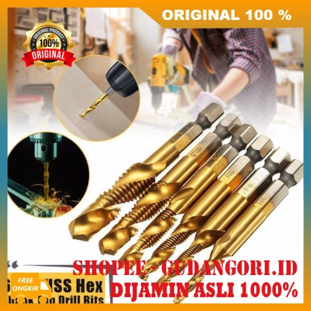 Drill Tap 6 Pcs Set Mata Bor Besi Multifungsi Mata Bor Pembuat Ulir Drat Mata Bor Drat ORIGINAL