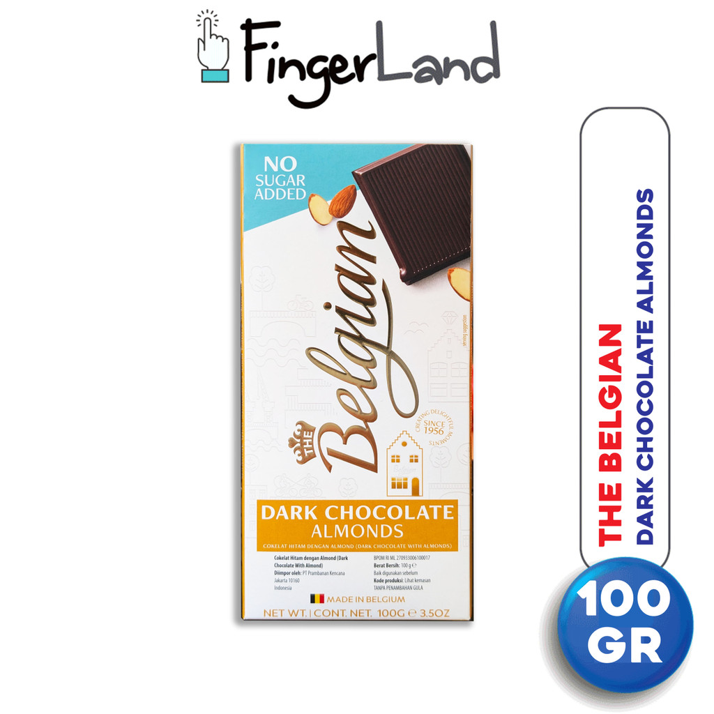 

THE BELGIAN No Sugar Added Chocolate With Almond 100 gram Cokelat Hitam