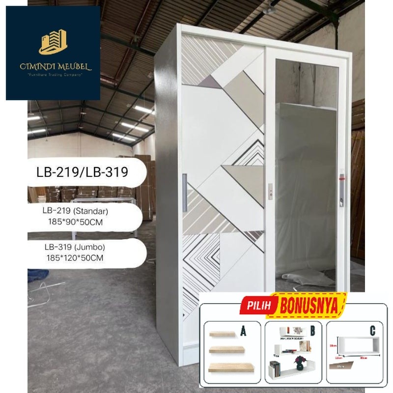 PROMO Lemari besi sliding 2 pintu Jumbo / Lemari besi importa / Lemari pakaian sliding Minimalis