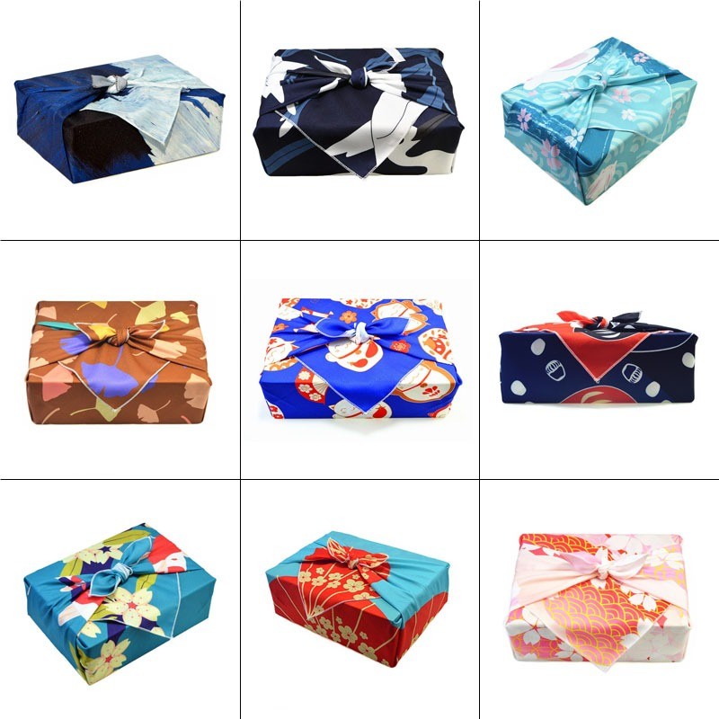 

70x70cm Japanese Style Handkerchief Furoshiki Polyester Material Concise Style One Side Printed Bento Wrapping Cloth Many Uses
