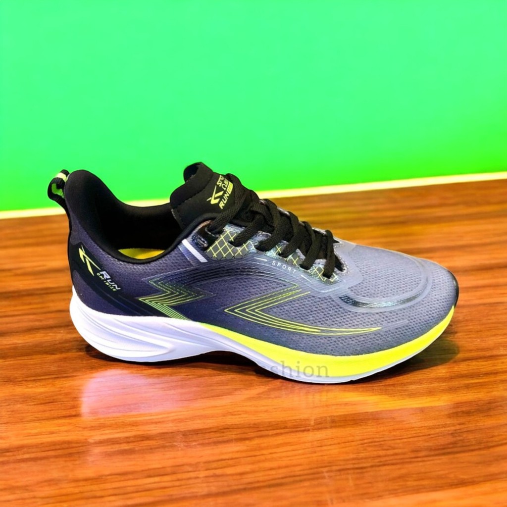 Sepatu Sneakers Running Pria Spotec Omega - Grey/Citroen by spotec