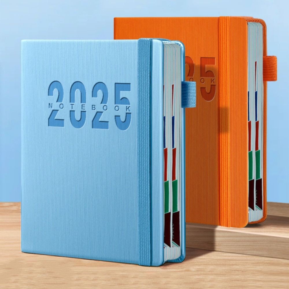 

2025 A5 Textured PU Portable Agenda Book English Calendar Book Notepads Creative Daily Planner Reminder Calendar Diary Planner