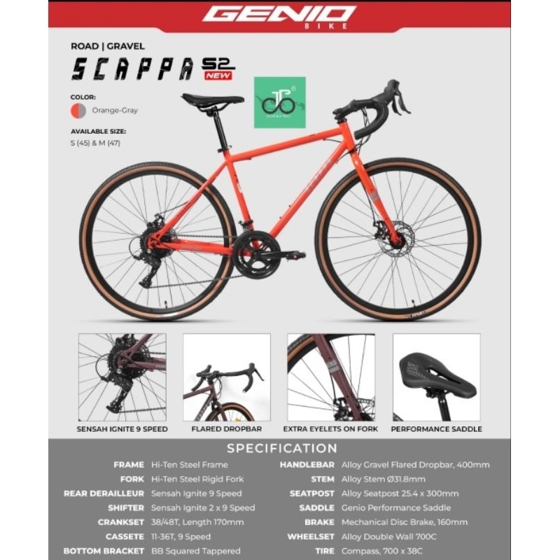 Sepeda Roadbike Touring Gravel Genio Scappa S2 NEW TERBARU GEN4 (s 2)