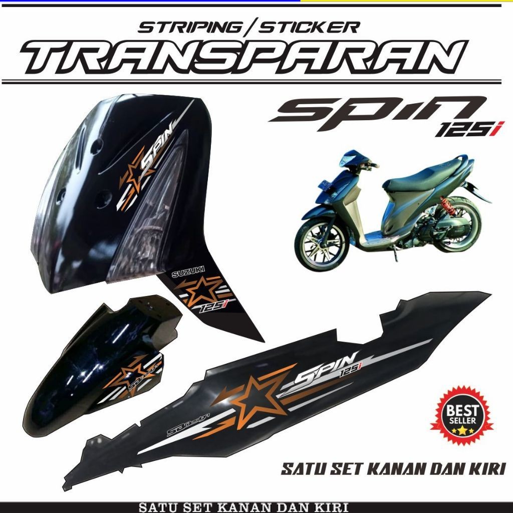 Striping Transparan Motor Spin 2009 Sticker Bintang Keren TERLARIS