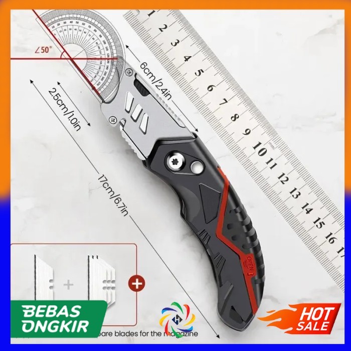 

1 3 5 8 Pisau Cutter Lipat Folding Utility Knife Angle Adjustable 18mm