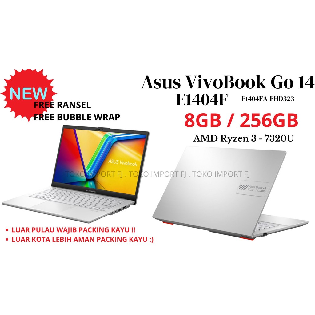 Laptop Asus VivoBook Go 14 E1404F AMD RYZEN 7000 Series 3 8GB 256GB