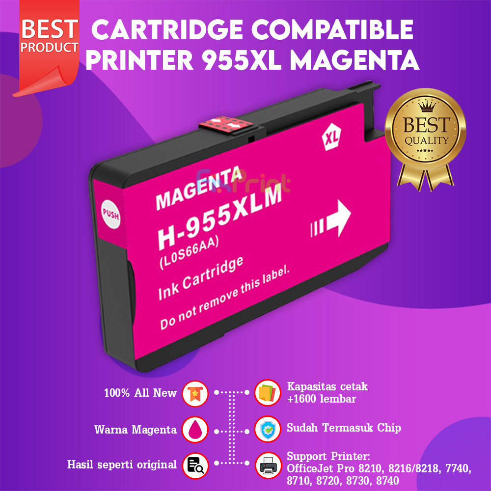 FixPrint Cartridge Tinta Compatible 955XL 955xl Black Cyan Magenta Yellow Refill Printer Officejet 8