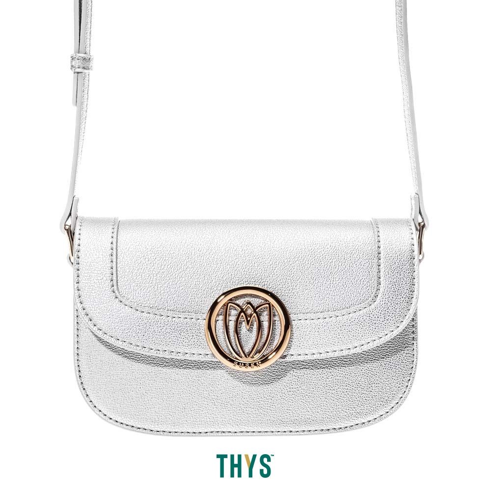 Susen Tas Selempang Dengan Flower Button 4047 - Silver