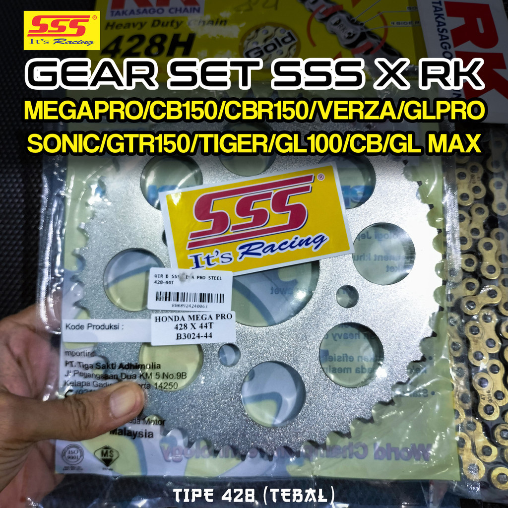 GEAR SET SSS 428 MEGAPRO/CB150/CBR 150/VERZA/TIGER/SONIC 150/CB100/GLPRO/GL 100/GL MAX/GTR150 GIR SS