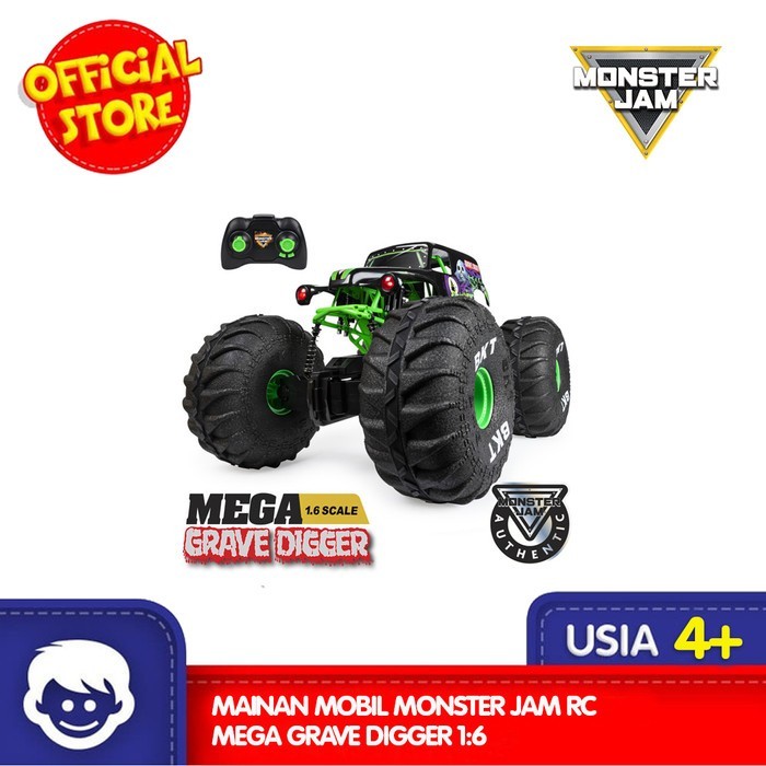 ✨Virtual.C✨ -TERBARU Mainan Mobil MONSTER JAM RC Mega Grave Digger 1:6