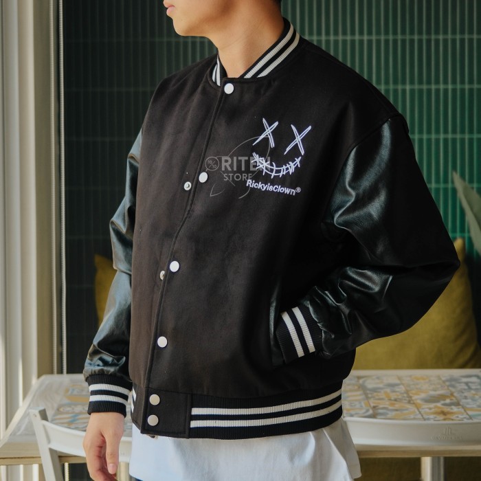 Ricky Is Clown Black Smiley Varsity Jacket Original / RickyisClown