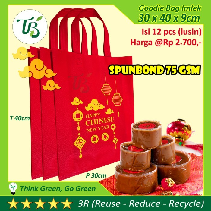 

GOODIE BAG ECO IMLEK CHINESE NEW YEAR TBI SPUNBOND BUKAN PAPERBAG - Maroon