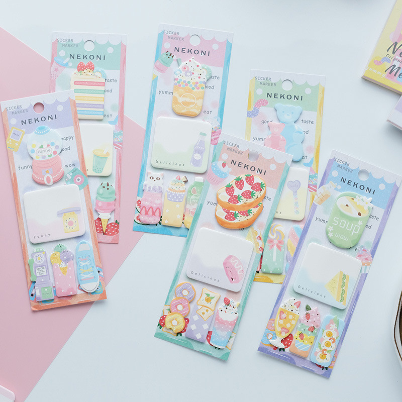 

1 Piece Lytwtw's Cute Cartoon Candy Cake Bear Gourmet Sticky Notes Stationery Sticker Memo Pad Planner Office School Supplies