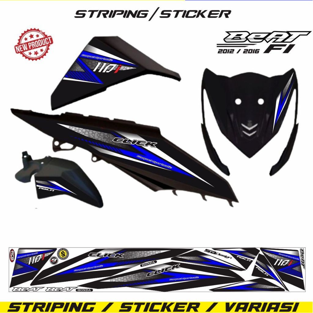STIKER CLICK BEAT  VARIASI STRIPING MOTIF HONDA BEAT FI LIS CLICK 110 / VARIASI MOTOR