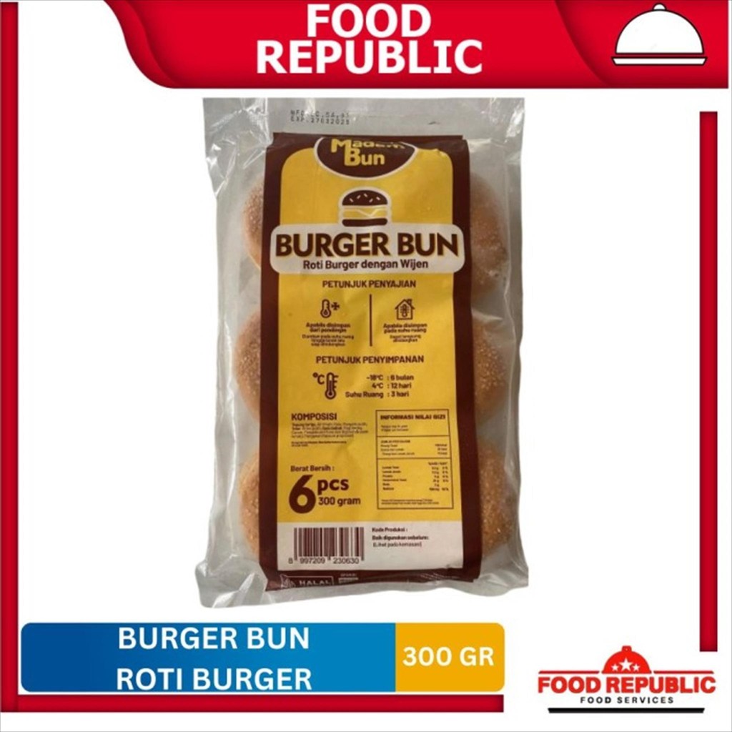 

Madam Bun Roti Burger Wijen Hamburger Sesame Seeds 300gr isi 6pcs