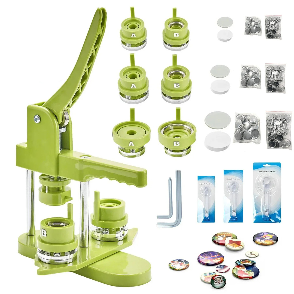 

Button Maker Machine Multiple Sizes Pin Badge Maker 25/32/58mm for Kids with 100 Sets Button Making Supplies & Cutter