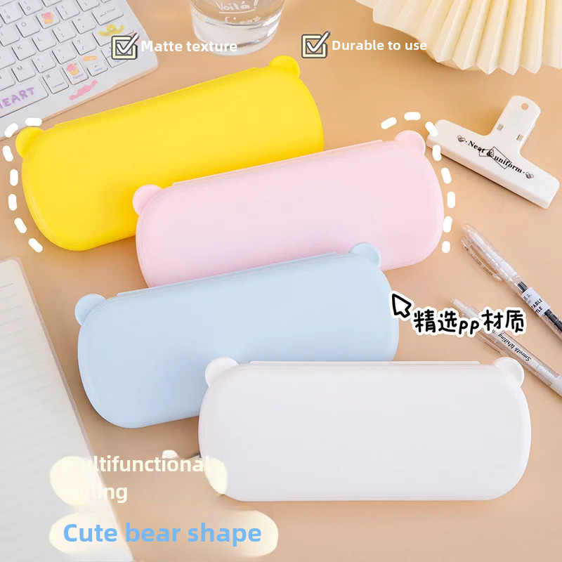 

Multifunctional Bear Pencil Case Diy Cartoon Design Children's New Storage Box High Aesthetic Large Capacity Plastic Pencil Box