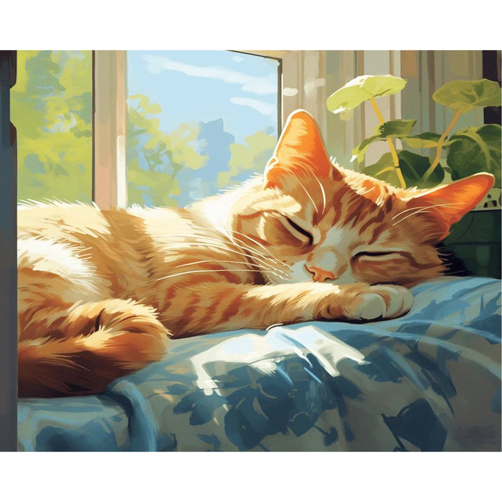 

DIY Paint By Numbers Kit for Adults - Cat, Acrylic Digital Oil Painting Art on Canvas Wall Decor Gift No Frame