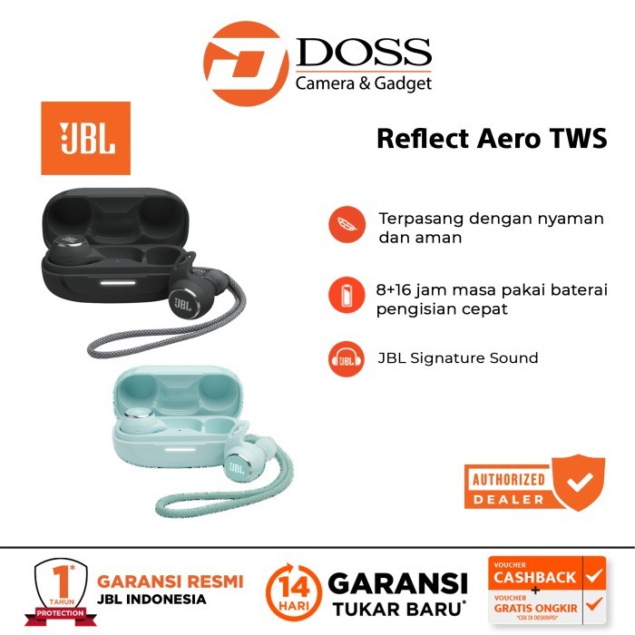 JBL Reflect Aero TWS - Earphone Nirkabel dengan ANC dan IP68