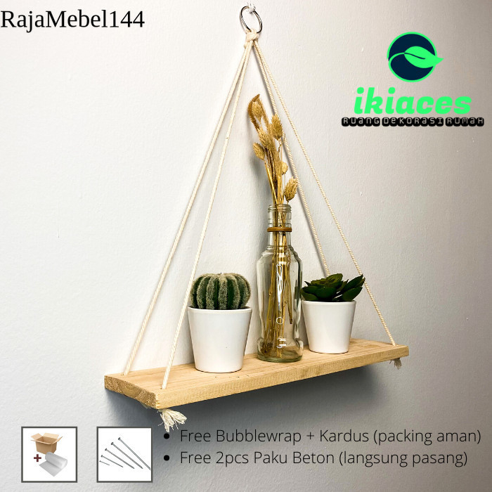 

AMBALAN KAYU MINIMALIS RAK DINDING TALI MACRAME DEKORASI AESTHETIC - 10 CM laris manis